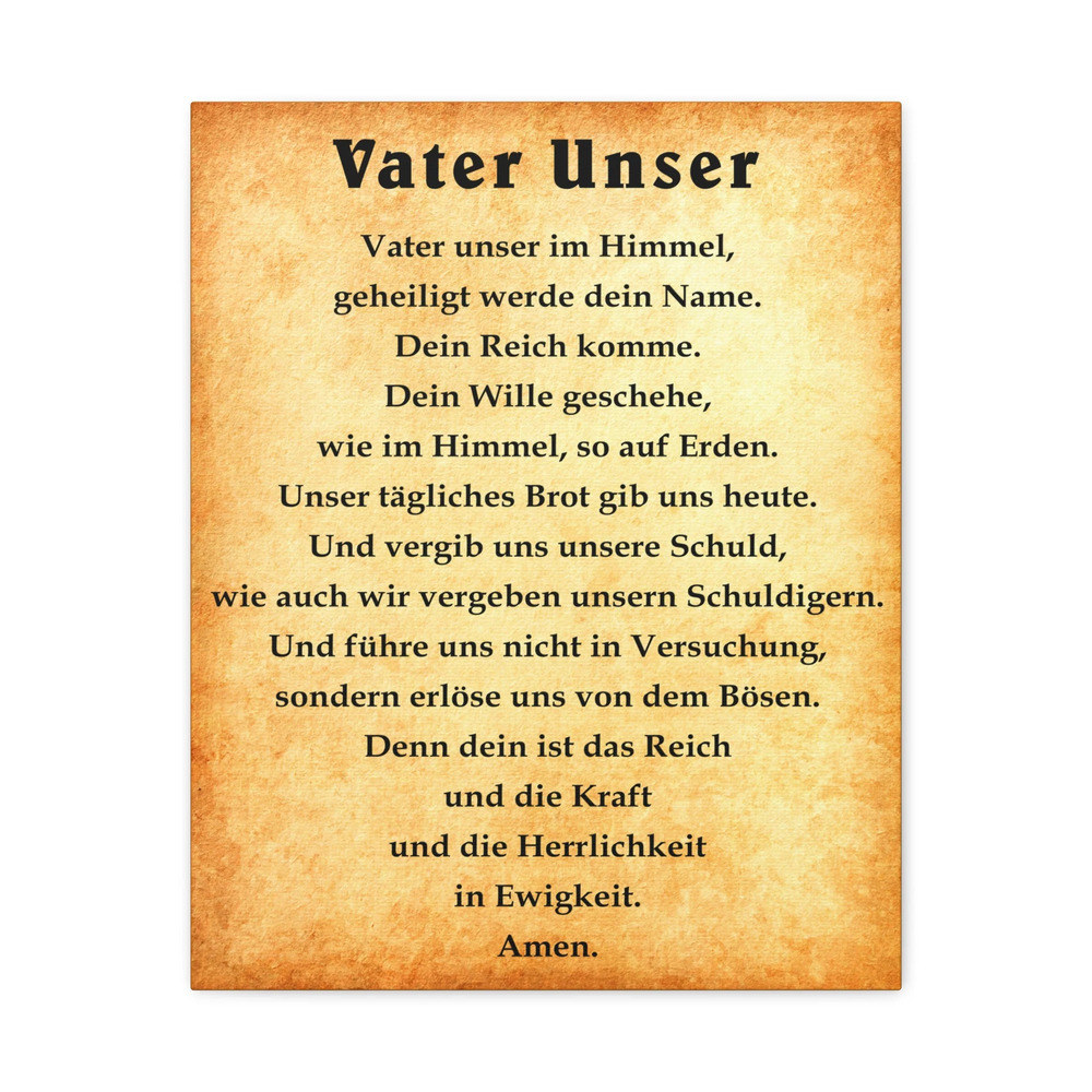 Scripture Walls Lord's Prayer Vater Unser German Gold Bible Verse Canvas